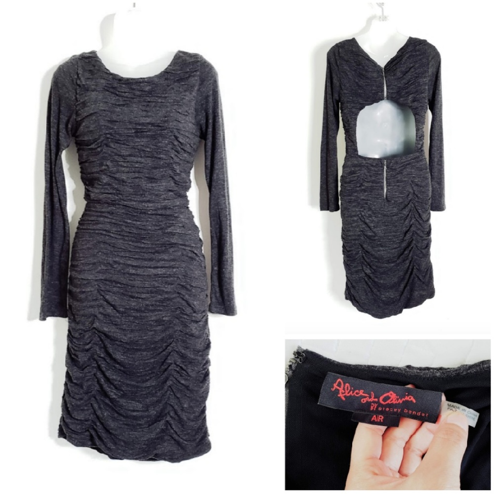 Alice + Olivia Charcoal Ruched Jersey Dress